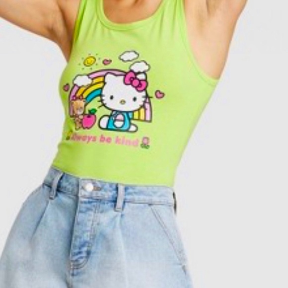 Sanrio Tops - Hello Kitty Top XXL Green Glow Always Be Kind